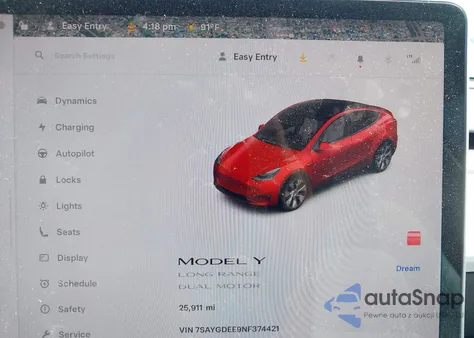 2022 Tesla Model Y Long Range Dual Motor All-Wheel Drive z USA, uszkodzony, nr VIN 7SAYGDEE9NF374421